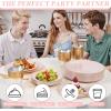 imageWDF 300PCS White and Gold Plates  Wedding Plastic Dinnerware Set for 50 Guests Include 50 Dinner ampamp 50 Cake Plates 50 Cutlery 50 Cups for Wedding Birthday PartyPink and Gold