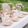 imageWDF 300PCS White and Gold Plates  Wedding Plastic Dinnerware Set for 50 Guests Include 50 Dinner ampamp 50 Cake Plates 50 Cutlery 50 Cups for Wedding Birthday PartyPink and Gold