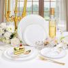 imageWDF 300PCS White and Gold Plates  Wedding Plastic Dinnerware Set for 50 Guests Include 50 Dinner ampamp 50 Cake Plates 50 Cutlery 50 Cups for Wedding Birthday PartyWhite and Gold