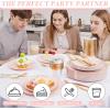 imageWDF 300PCS White and Gold Plates  Wedding Plastic Dinnerware Set for 50 Guests Include 50 Dinner ampamp 50 Cake Plates 50 Cutlery 50 Cups for Wedding Birthday PartyPink and Gold