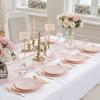 imageWDF 300PCS White and Gold Plates  Wedding Plastic Dinnerware Set for 50 Guests Include 50 Dinner ampamp 50 Cake Plates 50 Cutlery 50 Cups for Wedding Birthday PartyPink and Gold
