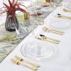 imageWDF 30Guest Clear and Gold Plastic Plates with Gold Plastic Silverware include 30 Dinner Plates30 Salad Plates30 Forks 30 Knives30 Spoons30 Cups for Weddings Parties