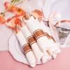 imageWDF 350 Pieces Disposable Rose Gold Plastic Dinnerware Set  Baroque Rose Gold Plates Include 100 Plates Disposable50 Pre Rolled Napkins with Gold Silverware and 50Cups