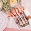 imageWDF 350 Pieces Disposable Rose Gold Plastic Dinnerware Set  Baroque Rose Gold Plates Include 100 Plates Disposable50 Pre Rolled Napkins with Gold Silverware and 50Cups
