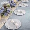 imageWDF 350Pieces Silver Plastic PlatesampampPre Rolled Napkins with Silver Plastic Cutlery Baroque WhiteampampSilver plates Include100 Plastic Plates 50 Cutlery with Napkins and 50 Silver Clear Cups