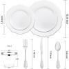 imageWDF 350Pieces Silver Plastic PlatesampampPre Rolled Napkins with Silver Plastic Cutlery Baroque WhiteampampSilver plates Include100 Plastic Plates 50 Cutlery with Napkins and 50 Silver Clear Cups