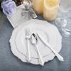 imageWDF 350Pieces Silver Plastic PlatesampampPre Rolled Napkins with Silver Plastic Cutlery Baroque WhiteampampSilver plates Include100 Plastic Plates 50 Cutlery with Napkins and 50 Silver Clear Cups
