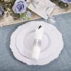imageWDF 350Pieces Silver Plastic PlatesampampPre Rolled Napkins with Silver Plastic Cutlery Baroque WhiteampampSilver plates Include100 Plastic Plates 50 Cutlery with Napkins and 50 Silver Clear Cups