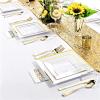 imageWDF 50 Guest Gold Plastic Plates with Disposable Cutleryampamp CupsSquare Disposable PlatesGold Plastic Utensils Set and Napkins for Weddingampamp Parties