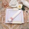 imageWDF 50 Guest Rose Gold Plates with Disposable Cutleryampamp Plastic CupsSquare Rose Gold Plates and Napkins Party SuppliesPlastic Dinnerwarefor Weddingampamp Parties