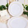 imageWDF 50Guest Gold Plastic Plates  Disposable White ampamp Gold Plastic Dinnerware for Weddings ampamp Parties