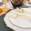imageWDF 50Guest Gold Plastic Plates  Disposable White ampamp Gold Plastic Dinnerware for Weddings ampamp Parties
