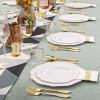 imageWDF 50Guest Gold Plastic Plates  Disposable White ampamp Gold Plastic Dinnerware for Weddings ampamp Parties