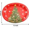 imageWDF 50Pack Christmas Paper Plates  10quotx12quot Christmas Tree Plates Christmas Oval Paper Checkered Plates  Dinner Size Large Disposable Platter Heavy Duty for Happy Christmas ServingChristmas Trees