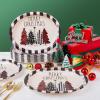 imageWDF 50Pack Christmas Paper Plates  10quotx12quot Christmas Tree Plates Christmas Oval Paper Checkered Plates  Dinner Size Large Disposable Platter Heavy Duty for Happy Christmas ServingBlack Lattice