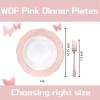 imageWDF 60pcs Clear Plastic Dessert Plates Disposable 75inch Small Disposable Clear CakeAppetizerDessert Plastic Plates for Wedding PartyPink