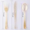 imageWDF Rose Gold Pink Plastic Plates with Pink Plastic Silverware include 40 Dinner ampamp Salad Plates 40Forks 40 Knives 40 Spoons for WeddingPartyGold Glitter