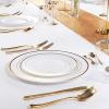 imageWDF Rose Gold Pink Plastic Plates with Pink Plastic Silverware include 40 Dinner ampamp Salad Plates 40Forks 40 Knives 40 Spoons for WeddingPartyGold