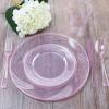 imageWDF Rose Gold Pink Plastic Plates with Pink Plastic Silverware include 40 Dinner ampamp Salad Plates 40Forks 40 Knives 40 Spoons for WeddingPartyRose Gold Glitter