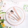 imageWDF Rose Gold Pink Plastic Plates with Pink Plastic Silverware include 40 Dinner ampamp Salad Plates 40Forks 40 Knives 40 Spoons for WeddingPartyRose Gold