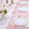 imageWDF Rose Gold Pink Plastic Plates with Pink Plastic Silverware include 40 Dinner ampamp Salad Plates 40Forks 40 Knives 40 Spoons for WeddingPartyRose Gold