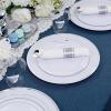 imageWDF Rose Gold Pink Plastic Plates with Pink Plastic Silverware include 40 Dinner ampamp Salad Plates 40Forks 40 Knives 40 Spoons for WeddingPartySilver