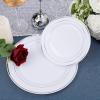 imageWDF Rose Gold Pink Plastic Plates with Pink Plastic Silverware include 40 Dinner ampamp Salad Plates 40Forks 40 Knives 40 Spoons for WeddingPartySilver