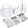 image350 Pieces Black and Gold Plastic Plates with Disposable Silverware Include 50 Dinner Plates 9 50 Dessert Plates 63 50 Black Cups 9 OZ 50 Pre Rolled Napkins for new yearSilver  Modern