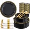 image350 Pieces Black and Gold Plastic Plates with Disposable Silverware Include 50 Dinner Plates 9 50 Dessert Plates 63 50 Black Cups 9 OZ 50 Pre Rolled Napkins for new yearBlack  Modern