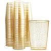 imageWDF 100pcs 12OZ Gold Cups  Disposable Gold Glitter Plastic Cups  Premium Wedding Cups  Party Cups for Thanksgiving ChristmasGold Glitter