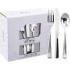 imageWDF 180 Pieces Black and Gold Plastic Silverware Halloween Black Plastic Cutlery Incluede 60 Forks 60 Knives 60 Spoons Heavy Duty Disposable Flatware  Gold Utensils for HalloweenPartyDaily UseSilver  180PCS