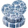 imageWDF 20PCS Blue Plastic Plates  Baroque White and Blue Plates  Chinoiserie Floral Party Decorations for BirthdayTea PartyBlue Juyi Flower