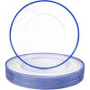 imageWDF 25Pack Gold Charger Plates  12inch Clear Chargers with Gold Trim  Clear Plates Disposable for Dinner PartyWeddingBirthdayBlue