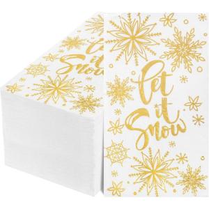 imageWDF 100Pack Colorful Christmas Hand Towels ampamp Napkins  3 Ply Disposable Tree Napkins With Merry Bright Colors for Bathroom ampamp Table DecorGold