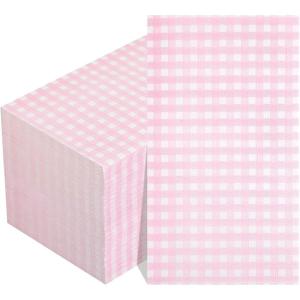 imageWDF 150Pack Baby Blue Paper Checkered Napkins  3 Ply Disposable Blue and White Gingham Napkins Guest Dinner Napkins Paper for Bathroom Picnic BBQ Birthday GraduationPink Gingham  150PCS