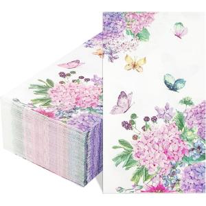 imageWDF 150Pack Baby Blue Paper Checkered Napkins  3 Ply Disposable Blue and White Gingham Napkins Guest Dinner Napkins Paper for Bathroom Picnic BBQ Birthday GraduationFloral Purple  100PCS