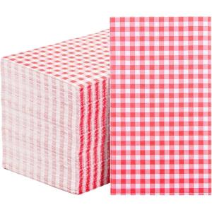 imageWDF 150Pack Baby Blue Paper Checkered Napkins  3 Ply Disposable Blue and White Gingham Napkins Guest Dinner Napkins Paper for Bathroom Picnic BBQ Birthday GraduationRed Gingham  150PCS