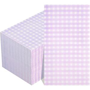 imageWDF 150Pack Baby Blue Paper Checkered Napkins  3 Ply Disposable Blue and White Gingham Napkins Guest Dinner Napkins Paper for Bathroom Picnic BBQ Birthday GraduationPurple Gingham  150PCS