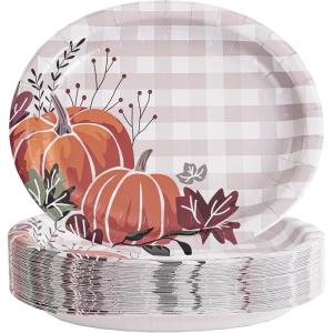 imageWDF 50Pack Christmas Paper Plates  10quotx12quot Christmas Tree Plates Christmas Oval Paper Checkered Plates  Dinner Size Large Disposable Platter Heavy Duty for Happy Christmas ServingLattice