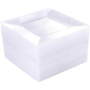imageWDF 60PCS Clear Plastic Plates  Square Disposable DessertSalad Plates 7inch Plastic Appetizer Plate for Wedding ampampParties95 inch