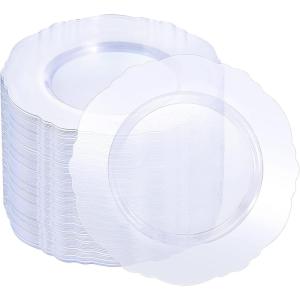imageWDF 60pcs Clear Plastic Dessert Plates Disposable 75inch Small Disposable Clear CakeAppetizerDessert Plastic Plates for Wedding PartyClear