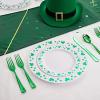 imageWDF 125Pieces Black Plates Disposable with Gold Rim ampamp Disposable Gold Plastic Silverware for Halloween  50 Graduation Plates  25 Forks 25 Knives 25 SpoonsWhiteGreen