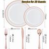 imageWDF 125Pieces Black Plates Disposable with Gold Rim ampamp Disposable Gold Plastic Silverware for Halloween  50 Graduation Plates  25 Forks 25 Knives 25 SpoonsRose Gold