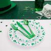 imageWDF 125Pieces Black Plates Disposable with Gold Rim ampamp Disposable Gold Plastic Silverware for Halloween  50 Graduation Plates  25 Forks 25 Knives 25 SpoonsWhiteGreen