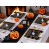 imageWDF 125Pieces Black Plates Disposable with Gold Rim ampamp Disposable Gold Plastic Silverware for Halloween  50 Graduation Plates  25 Forks 25 Knives 25 SpoonsBlack and Gold