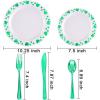 imageWDF 125Pieces Black Plates Disposable with Gold Rim ampamp Disposable Gold Plastic Silverware for Halloween  50 Graduation Plates  25 Forks 25 Knives 25 SpoonsWhiteGreen