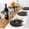 imageWDF 125Pieces Black Plates Disposable with Gold Rim ampamp Disposable Gold Plastic Silverware for Halloween  50 Graduation Plates  25 Forks 25 Knives 25 SpoonsBlack and Gold