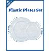 imageWDF 200pcs White Plastic Plates Disposable  Heavy Duty Plastic Plates for Party  Include 100 x 10quot Dinner Plate and 100 x 7quot DessertCake Plate  Ideal for WeddingsPartiesEventsBlue