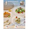 imageWDF 200pcs White Plastic Plates Disposable  Heavy Duty Plastic Plates for Party  Include 100 x 10quot Dinner Plate and 100 x 7quot DessertCake Plate  Ideal for WeddingsPartiesEventsClear
