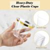 imageWDF 150pcs Gold Plastic Plates with Disposable Plastic Silverware 200 Pack Gold Plastic Cups